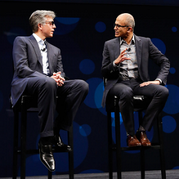 SAP CEO Bill McDermott (left) and Satya Nadella, CEO at Microsoft