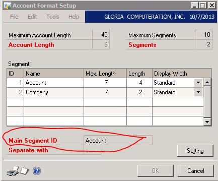Microsoft Dynamics GP Account Format Setup