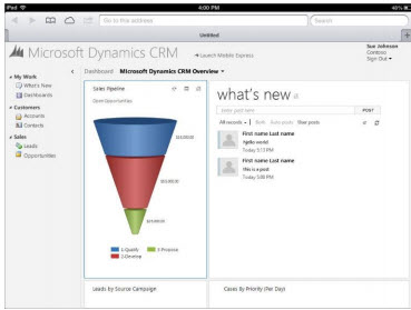 Microsoft Dynamics CRM iPad Sales tool for Safari