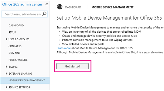 Mobile Device Management for Office 365