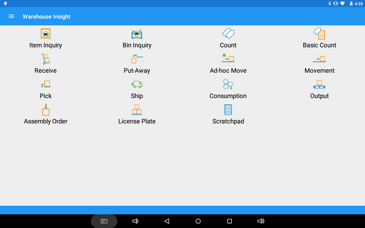 Warehouse-Insight-Main-Menu-Tablet