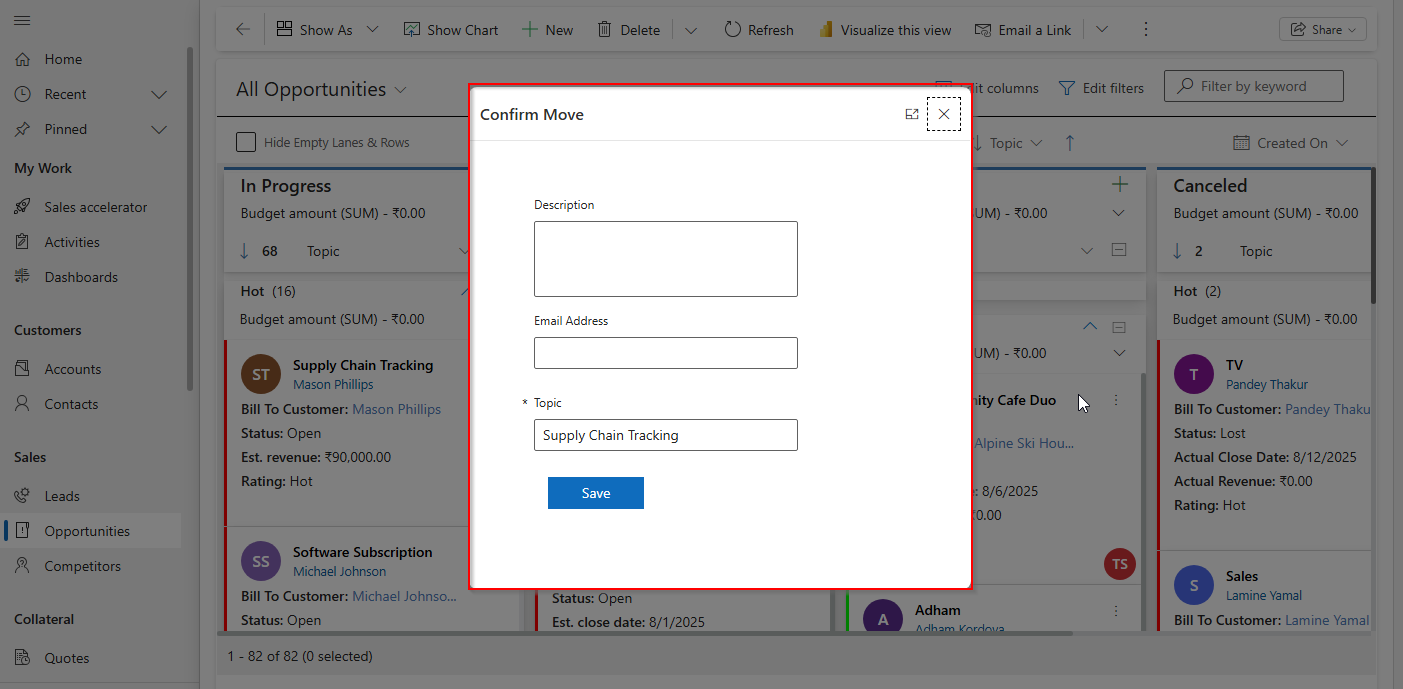 Dynamics 365 CRM Kanban Board