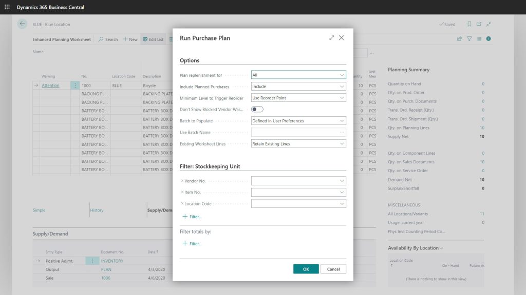 Unlocking Planning Flexibility in Business Central