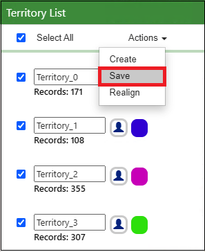 Draft and Save Territories
