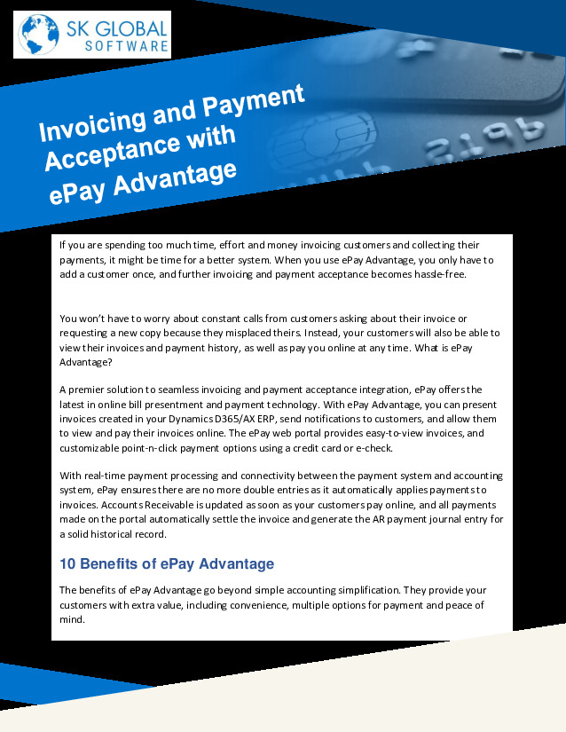 Invoicing Acceptance with ePay Advantage