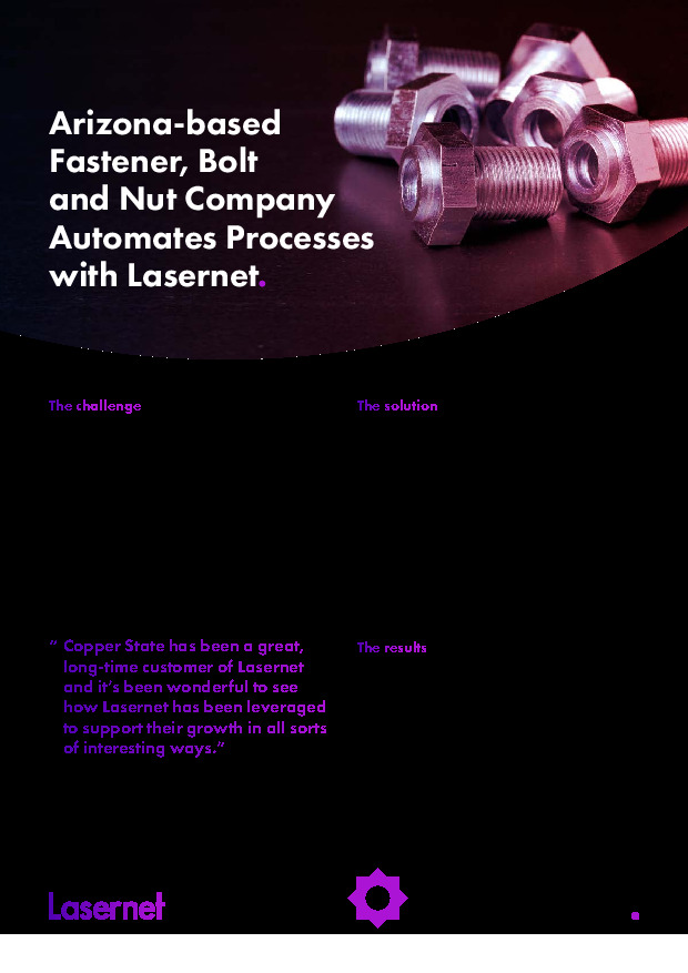 Arizona-Based Fastener, Bolt and Nut Company Automates Processes with Lasernet
