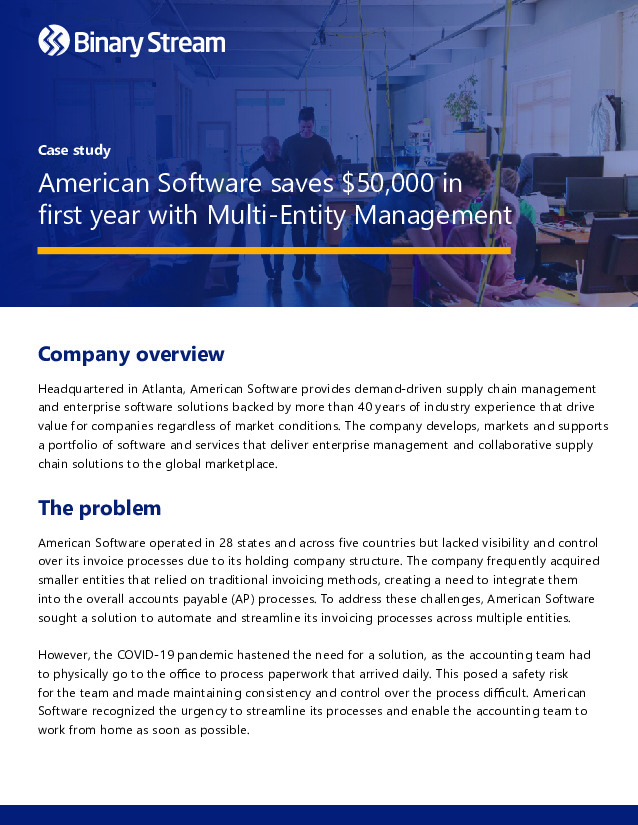 American Software Saves $50,000 in First Year with Multi-Entity Management