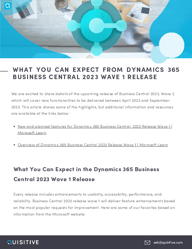 What You Can Expect from Dynamics 365 Business Central 2023 Wave 1