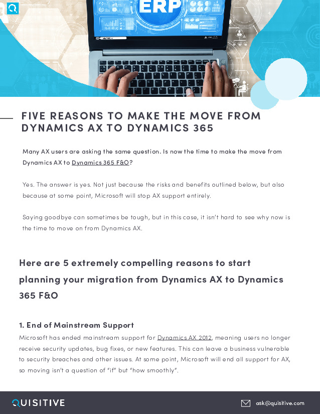 5 Reasons to Make the Move from Dynamics AX to Dynamics 365