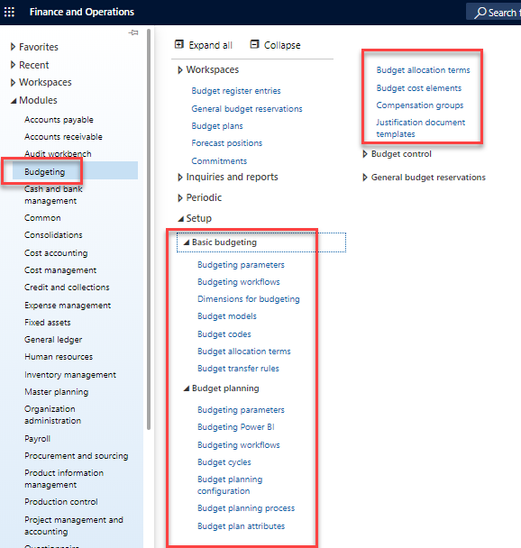 Budget planning - Finance, Dynamics 365