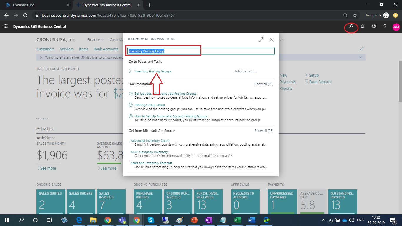 Setting up inventory posting in Dynamics 365 Business Central