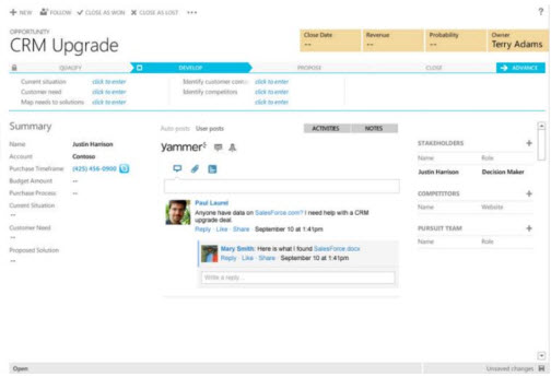 Yammer integration to Microsoft Dynamics CRM