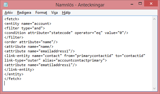 FetchXML in Notepad