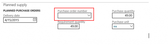 Purchase order number field