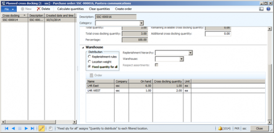 Microsoft Dynamics AX 2012 R3 planned cross docking purchase order