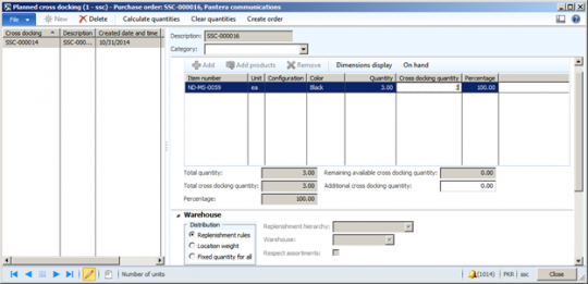 Microsoft Dynamics AX 2012 R3 purchase order planned cross-docking