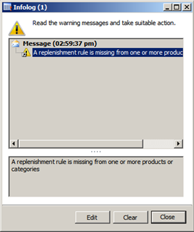 Microsoft Dynamics AX 2012 R3 infolog-replenishment-rule-warning