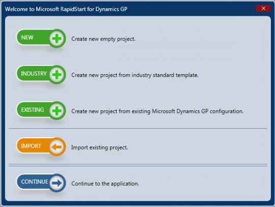 Microsoft RapidStart for Dynamics GP Welcome Screen