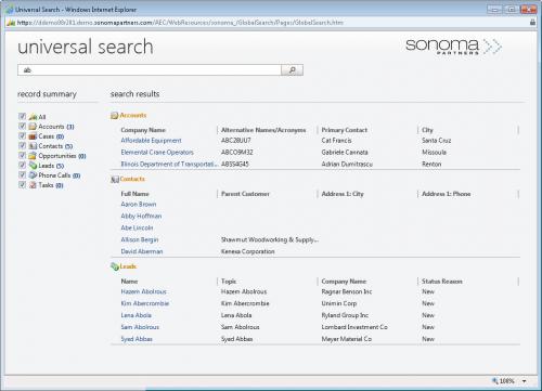 Universal Search for Microsoft Dynamics CRM
