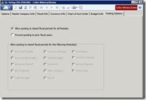 Microsoft Dynamics SL 2011 FP1 Posting Options