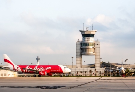 Control tower with airplane