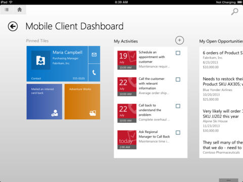 Microsoft Dynamics CRM 2013 iPad app