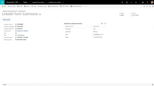 LinkedIn Form Submission - Microsoft Dynamics 365 Marketing app