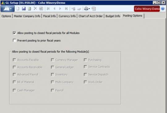 Microsoft Dynamics SL 2011 FP1 GL Setup