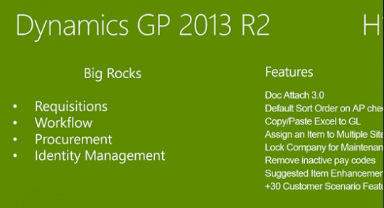 Microsoft Dynamics GP 2013 R2 Big Rocks