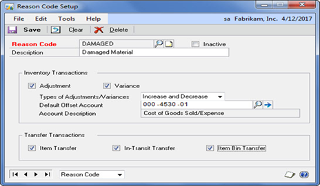 Microsoft Dynamics GP 2013 Reason Code Setup