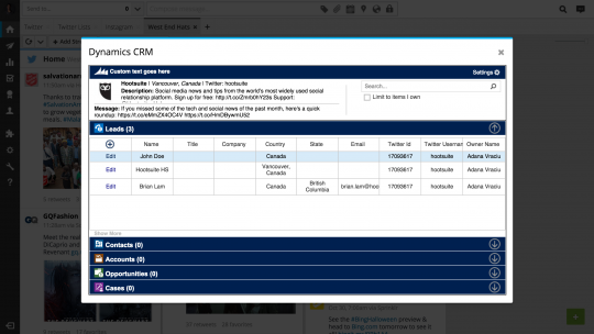 Hootsuite Dynamics CRM integration