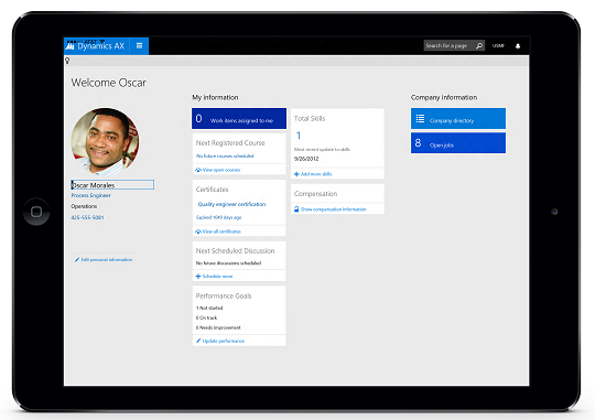 Microsoft Dynamics AX Employee Self-Service on iPad