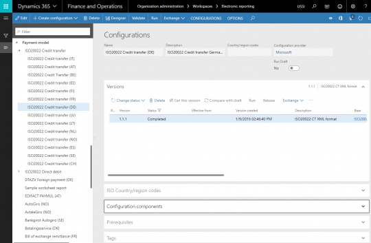 Configuration components in D365FO