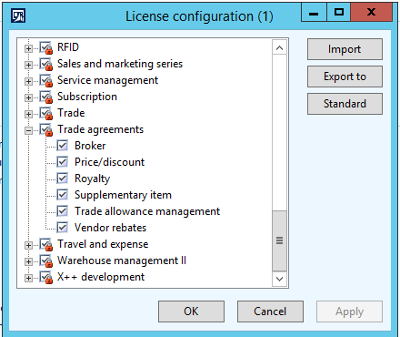 Microsoft Dynamics AX 2012 R3 Royalty Management license configuration