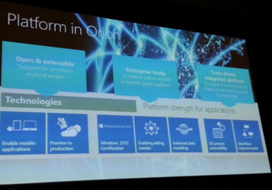 Microsoft Dynamics CRM Orion platform