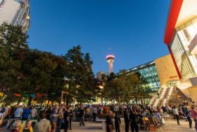 Community Summit 2024 crowd outside at night